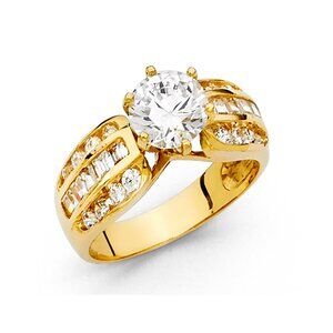 Solid 14K Yellow Gold 2ct Wedding Engagement Ring